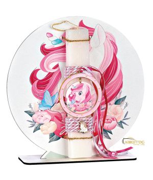 Λαμπάδα με Δώρο Ξύλινο Επιτραπέζιο Μονόκερος