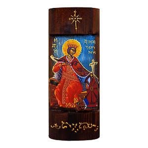 εικόνα αγία Αικατερίνη εκκλησιαστικά είδη Ξύλινη Χειροποίητη Χρυσή Γραφή 23,5x9,5