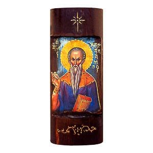 εικόνα άγιος Χαράλαμπος εκκλησιαστικά είδη Ξύλινη Χειροποίητη Χρυσή Γραφή 23,5x9,5