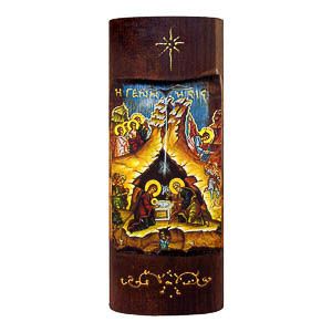 εικόνα Ιησούς Χριστός Γέννηση εκκλησιαστικά είδη Ξύλινη Χειροποίητη Χρυσή Γραφή 23,5x9,5