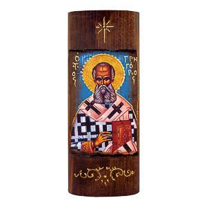 εικόνα άγιος Γρηγόριος εκκλησιαστικά είδη Ξύλινη Χειροποίητη Χρυσή Γραφή 23,5x9,5