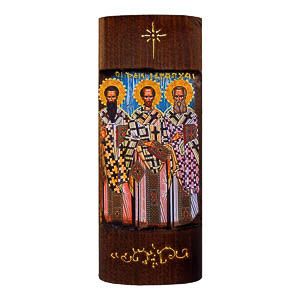 εικόνα Τρείς Ιεράρχες εκκλησιαστικά είδη Ξύλινη Χειροποίητη Χρυσή Γραφή 23,5x9,5