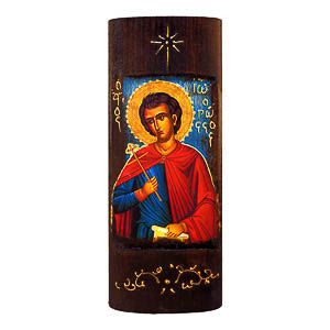 εικόνα άγιος Ιωάννης Ρώσος εκκλησιαστικά είδη Ξύλινη Χειροποίητη Χρυσή Γραφή 23,5x9,5