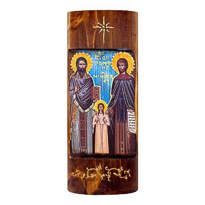 εικόνα άγιοι Ραφαήλ Νικόλαος Ειρήνη εκκλησιαστικά είδη Ξύλινη Χειροποίητη Χρυσή Γραφή 23,5x9,5