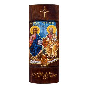 εικόνα Ιησούς Χριστός αγία Τριάδα εκκλησιαστικά είδη Ξύλινη Χειροποίητη Χρυσή Γραφή 23,5x9,5