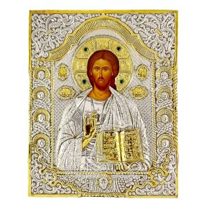 Εικόνα Ιησούς Χριστος Επιμεταλλωμένη με Λίθους Βελούδο