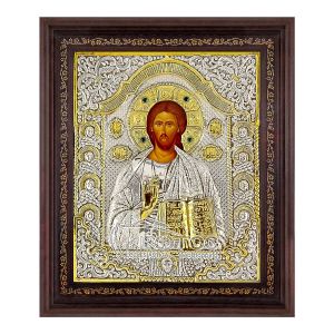 Εικόνα Ιησούς Χριστός Επιμεταλλωμένη σε Ξύλο Κορνίζα Τζάμι
