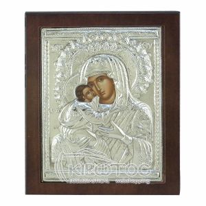 Εικόνα Ασημένια Παναγία Γλυκοφιλούσα Βυζαντινή 23x17cm