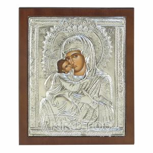 Εικόνα Ασημένια Παναγία Γλυκοφιλούσα Βυζαντινή 28x23cm