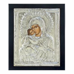 Εικόνα Ασημένια Παναγία Γλυκοφιλούσα Βυζαντινή 28x23cm