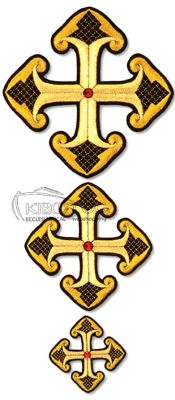 Ιερατικοί Σταυροί Σετ Μπορντό με Χρυσοκεντημένο Σταυρό