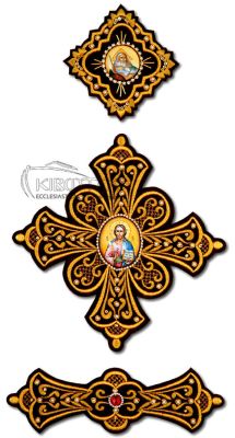 Αρχιερατικοί Σταυροί Σετ Μπορντό με Απεικόνιση Αγίου