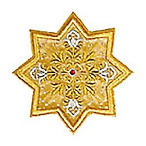 Μοτίφ Ραφτό Αστέρι Χρυσό με Σχέδιο Άνθη