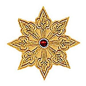 Μοτίφ Ραφτό Αστέρι Χρυσό με Κόκκινο Πετράδι