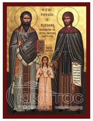 Εικόνα Άγιοι Ραφαήλ Νικόλαος και Ειρήνη Βυζαντινή