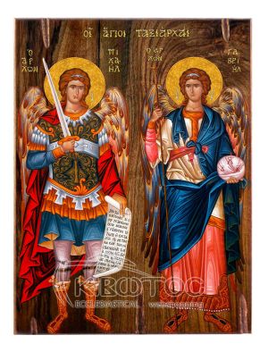 Εικόνα Αρχάγγελοι Μιχαήλ και Γαβριήλ Ξύλινη 22x16cm
