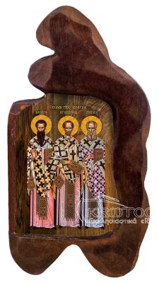 εικόνα βάπτισης άγιοι τρείς Ιεράρχες εκκλησιαστικά είδη Ξύλινο Εικονάκι Σκαφτό Ακανόνιστο Περίγραμμα 12x7