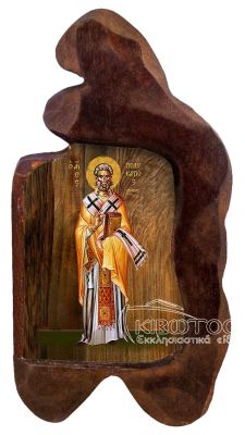 εικόνα βάπτισης άγιος Πολύκαρπος εκκλησιαστικά είδη Ξύλινο Εικονάκι Σκαφτό Ακανόνιστο Περίγραμμα 12x7