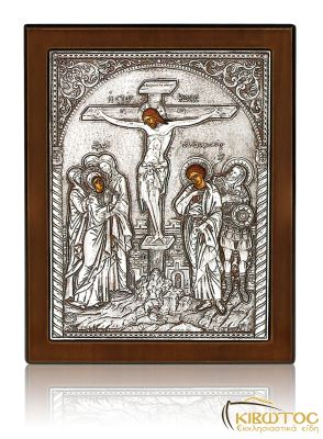 Εικόνα Ασημένια Σταύρωση του Χριστού 23x17cm