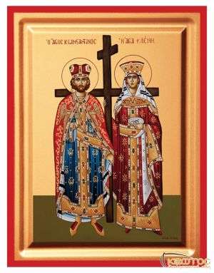 Εικόνα Άγιος Κωνσταντίνος και Αγία Ελένη Μεταξοτυπία