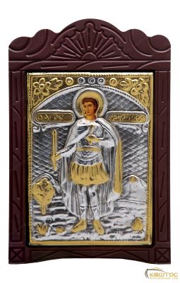 Εικόνα Άγιος Φανούριος Μεταλλική με Ξύλινη Κορνίζα