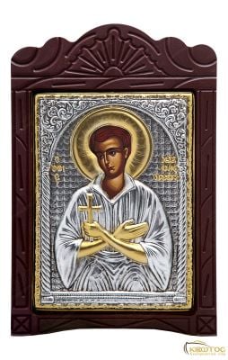 Εικόνα Άγιος Ιωάννης ο Ρώσσος Μεταλλική με Ξύλινη Κορνίζα