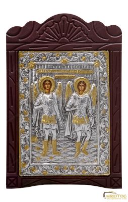 Εικόνα Αρχάγγελοι Μιχαήλ και Γαβριήλ Μεταλλική με Ξύλινη Κορνίζα