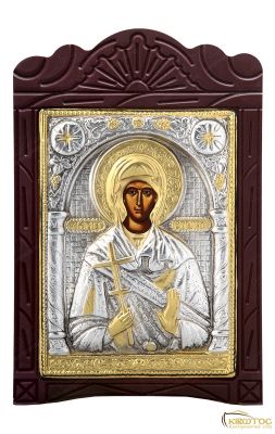 Εικόνα Αγία Μαρίνα Μεταλλική με Ξύλινη Κορνίζα