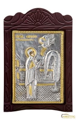 Εικόνα Αγία Ειρήνη Χρυσοβαλάντου Μεταλλική με Ξύλινη Κορνίζα