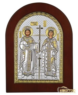 Εικόνα Άγιοι Κωνσταντίνος και Ελένη Ασημένια Δίχρωμη