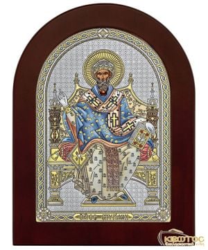 Εικόνα Άγιος Σπυρίδων Ασημένια Πολύχρωμη