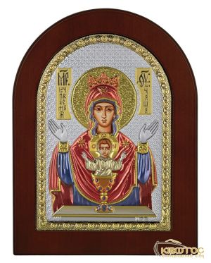 Εικόνα Ασημένια Παναγία το Άγιο Δισκοπότηρο Πολύχρωμη 21x15cm