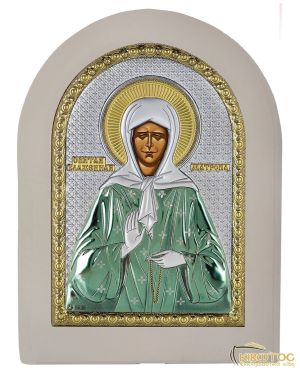  Εικόνα Ασημένια Αγία Ματρώνα Λευκή Κορνίζα