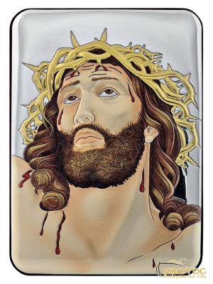 Ασημένια Εικόνα Ιησούς Χριστός ο Νυμφίος Πολύχρωμη