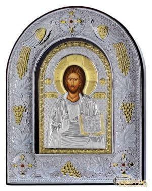 Εικόνα Ιησούς Χριστός Ασημένια Δίχρωμη