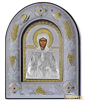 Εικόνα Αγία Ματρώνα Ασημένια Δίχρωμη