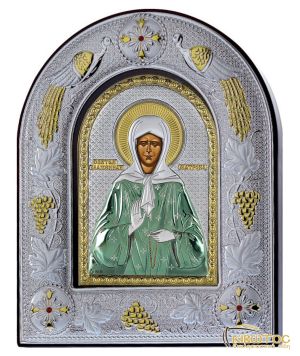 Εικόνα Αγία Ματρώνα Ασημένια Πολύχρωμη