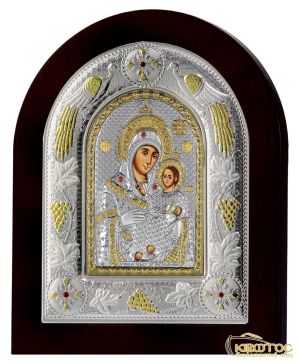Εικόνα Παναγία του Βλαδιμίρ Ασημένια Δίχρωμη με Μαύρη Κορνίζα