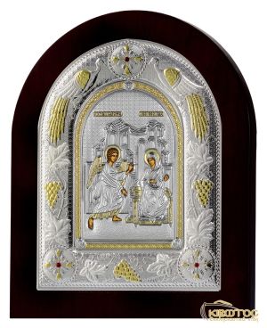 Εικόνα Ευαγγελισμός της Θεοτόκου Ασημένια Δίχρωμη με Μαύρη Κορνίζα