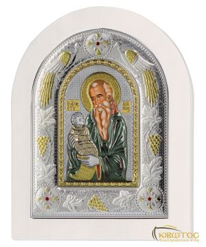 Εικόνα Άγιος Στυλιανός Ασημένια Πολύχρωμη με Λευκή Κορνίζα