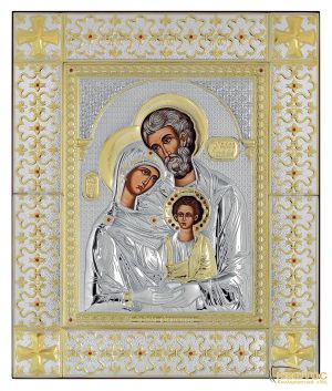Εικόνα Αγία Οικογένεια Ασημένια Κορνίζα 59x49cm