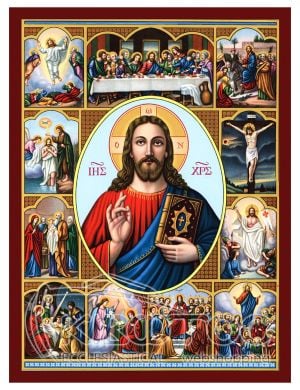 Εικόνα Ιησούς Χριστός με Σκηνές από τον Βίο του Βυζαντινή