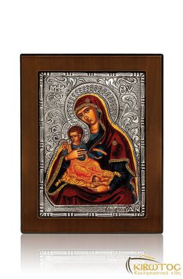 Εικόνα Ασημένια Παναγία Γλυκασμός των Αγγέλων Αγιογραφία 10x8cm