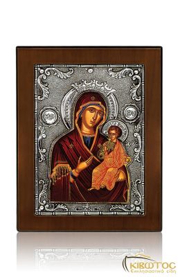 Εικόνα Ασημένια Παναγία Αμόλυντος Αγιογραφία 15x12cm