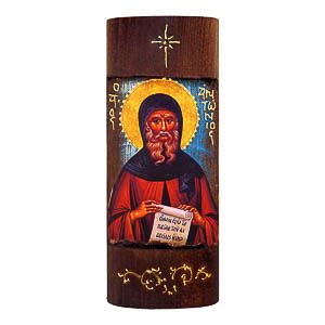 εικόνα άγιος Αντώνιος εκκλησιαστικά είδη Ξύλινη Χειροποίητη Χρυσή Γραφή 23,5x9,5