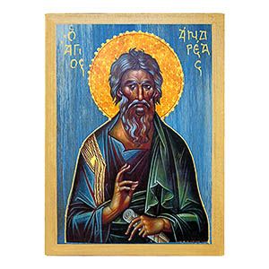 εικόνα άγιος Ανδρέας εκκλησιαστικά Ξύλινη Μπλε φόντο 21x15
