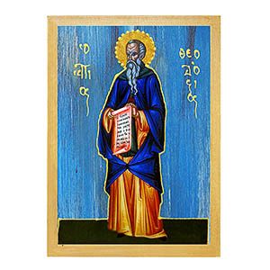 εικόνα άγιος Θεοδόσιος εκκλησιαστικά Ξύλινη Μπλε φόντο 21x15