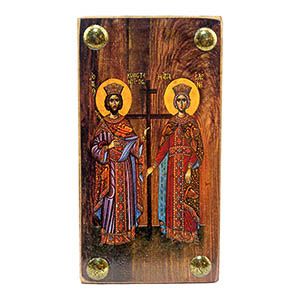 εικόνα βάπτισης άγιος Κωνσταντίνος αγία Ελένη εκκλησιαστικά είδη Ξύλινο Εικονάκι Στενάρι Πρόκα 11,5x6