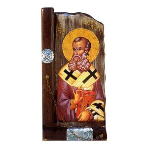 εικόνα άγιος Αθανάσιος εκκλησιαστικά είδη Ξυλόγλυπτη Λιθογραφία Μεταλλικά Στοιχεία 38x18