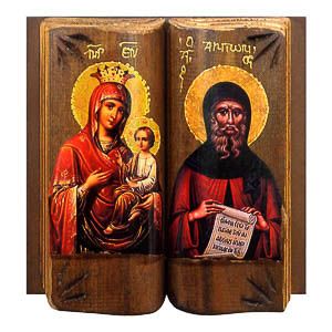 εικόνα Παναγία Θεοτόκος άγιος Αντώνιος εκκλησιαστικά είδη Ξύλινη Διπλή Εικόνα